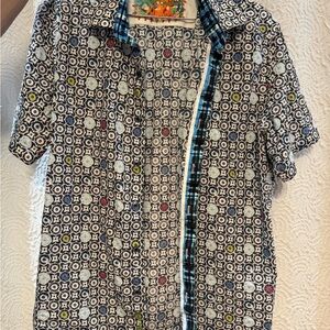 Robert Graham Black and White Casual Button Down Shirt with Geometric Pattern
